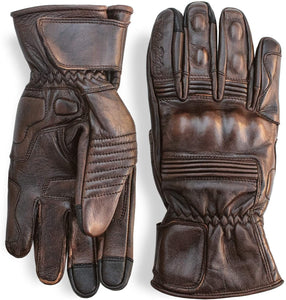 Premium Leather Motorcycle Gloves (Brown) Cool, Comfortable Riding Protection, Full Gauntlet with Mobile Touchscreen Fingers